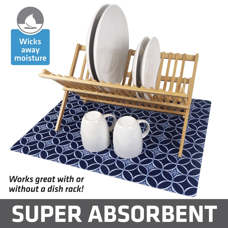 Drymate Xl Dish Drying Mat  Oversized (19 X24 )  Low-Profile  Super Absorbent  Quick Dry Fabric  Waterproof & Slip-Resistant  For Kitchen Counter  Trimmable  Easy To Clean (Usa Made)(Indigo) - Image 2