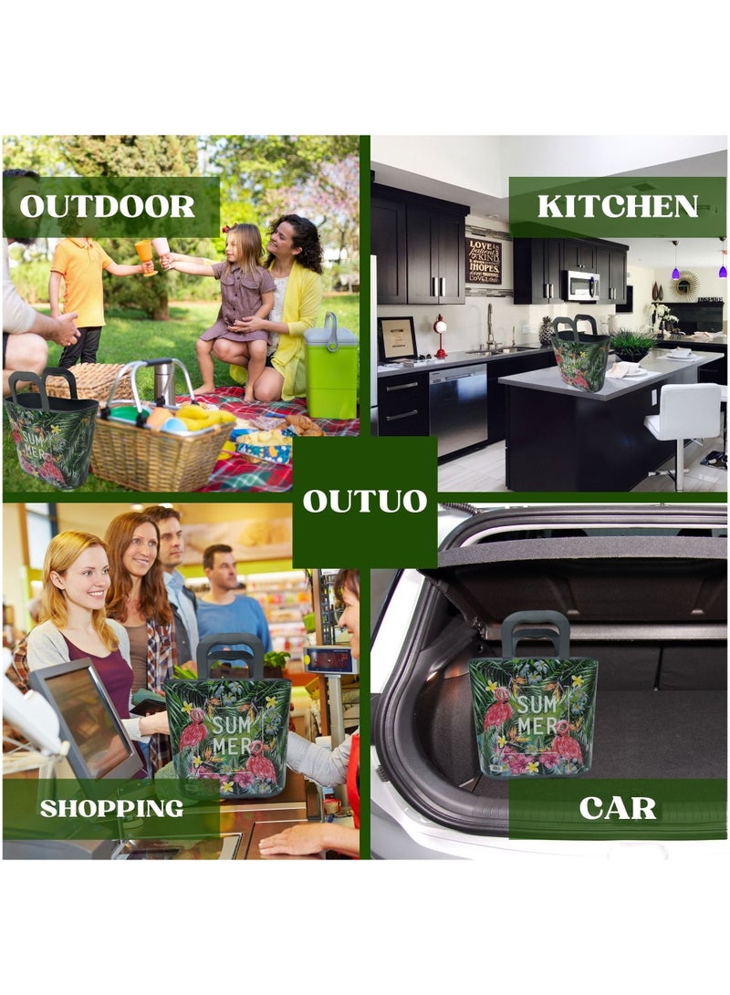 Outuo Reusable Grocery Bags - Heavy Duty Reusable Shopping Bags - Flat Bottom & Stay Open - Large Bags with Handles & Durable Bottom - Image 4