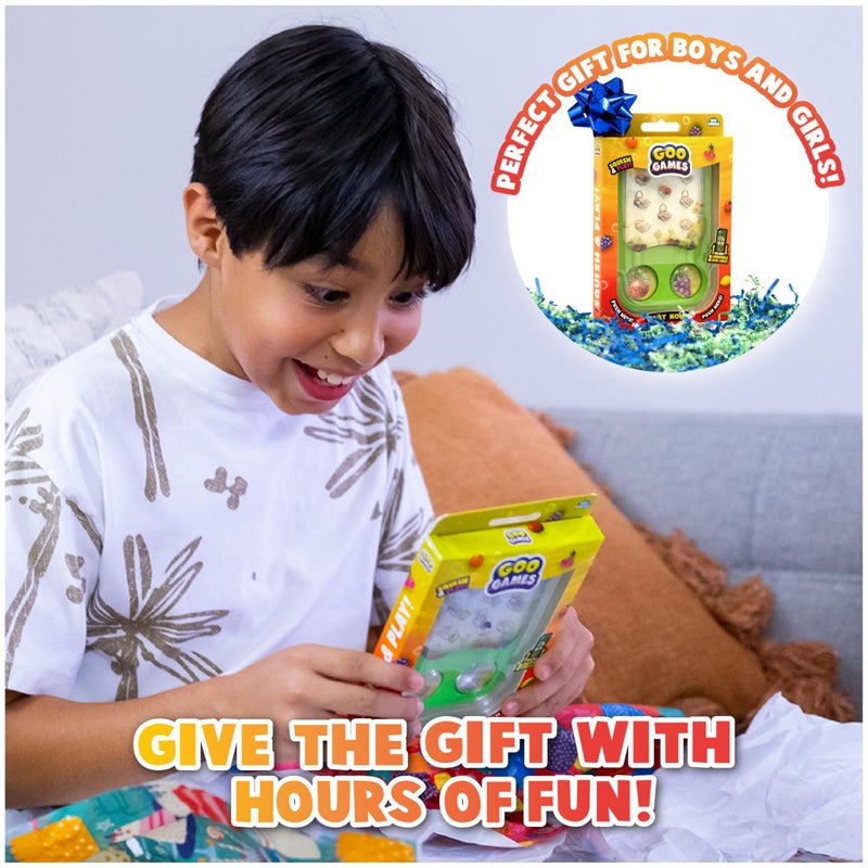 Sky Castle GooGames, Hand-Held Water Games with Floating Treasures, Sensory Fidget Game Adventures, Non-Toxic, No-Mess, Mesmerizing Glitter Fun, 3 Game Cards Included, Refillable, Perfect Travel Toy! (Fruits) - Image 3