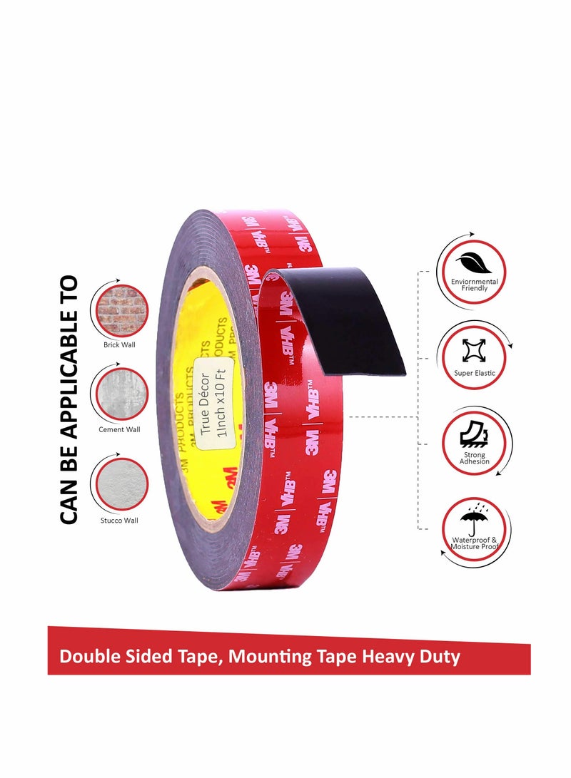 KASTWAVE Double Sided 3M Adhesive Tape,1 inch Width x 9 FT Length, 3M VHB Heavy Duty Mounting Tape, 3M VHB Waterproof Foam Tape, for Home Decor, Office Décor, by True Décor, 1 in. X 9 Ft. - Image 2