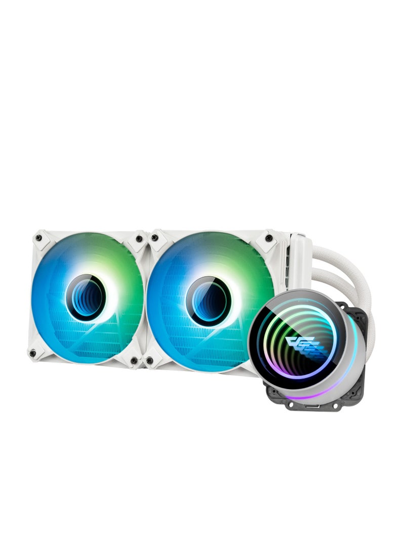 دارك فلاش Darkflash DX240 V2.6 ARG مبرد سائل لوحدة المعالجة المركزية، أحدث دعم Intel 17xx وAMD5، 1800 دورة في الدقيقة، مرآة لا متناهية لمضخة المياه مع دوران 360 درجة، ضوضاء منخفضة 32 ديسيبل، 51CFM - Image 1