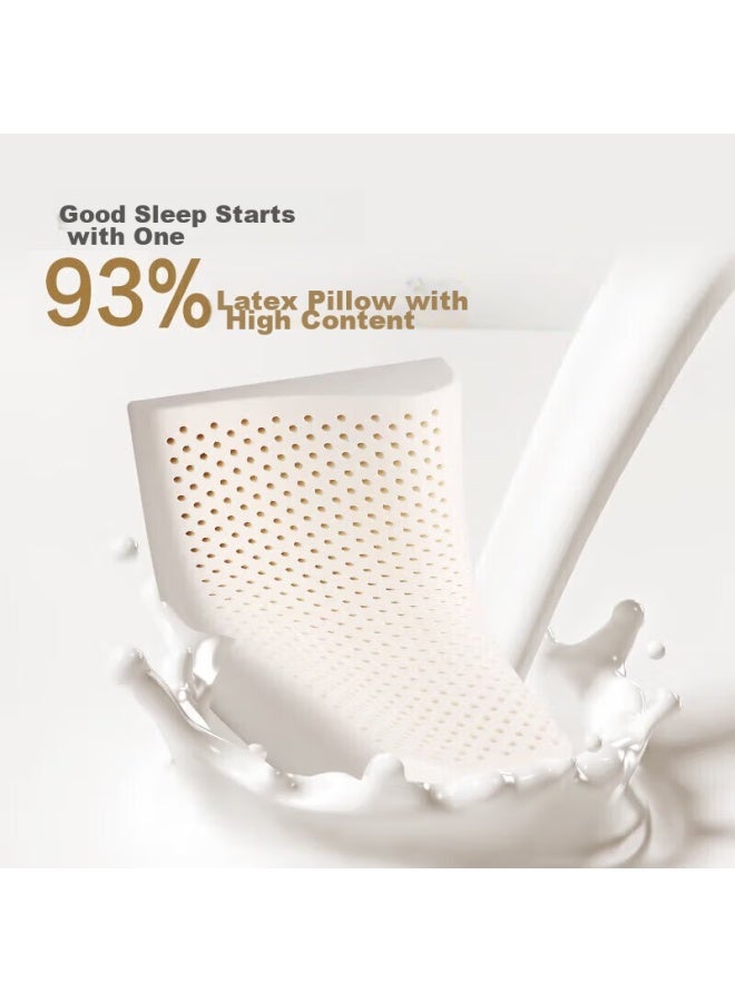 GOLDEN TREE Jinxiangshu Latex Pillow, Imported Natural Latex Cervical Pillow From Thailand, Rubber Sleeping Pillow, Cotton Outer Wave Pillow - Image 1