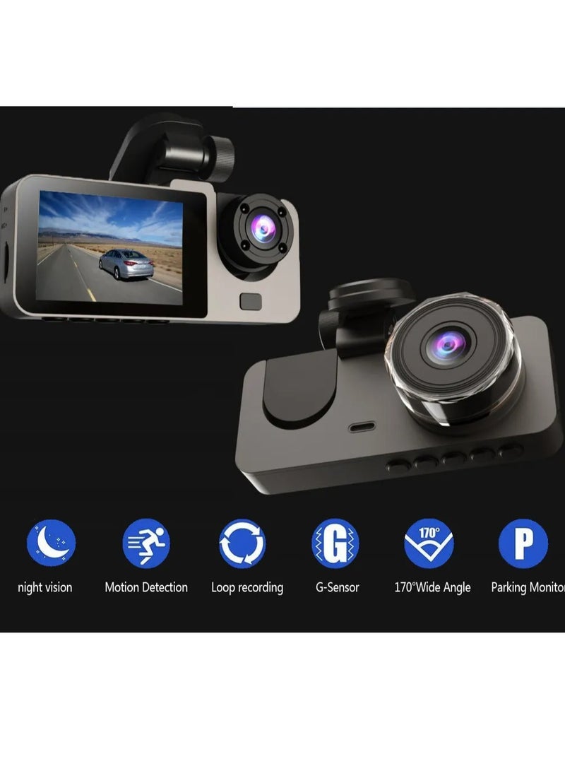 Dash Cam 4k Front and 1080P Rear Camera, 32GB Memory Card, 360° FHD 3-Channel Car Dash Cam, Built-in 2.0 Inch IPS Car Camera, Wide Angle and Night Vision | G Sensor and Loop Recording | WDR | App Co - Image 4