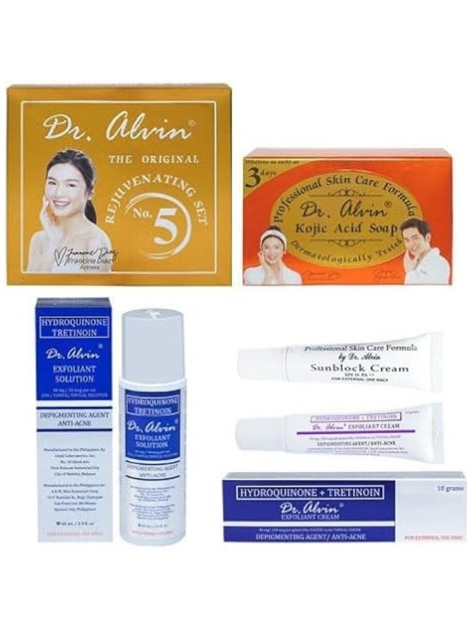 Dr. Alvin The Original Rejuvenating Set No 5 Whitening Anti Acne Exfoliating Brightening Skin Care Kit - Image 2