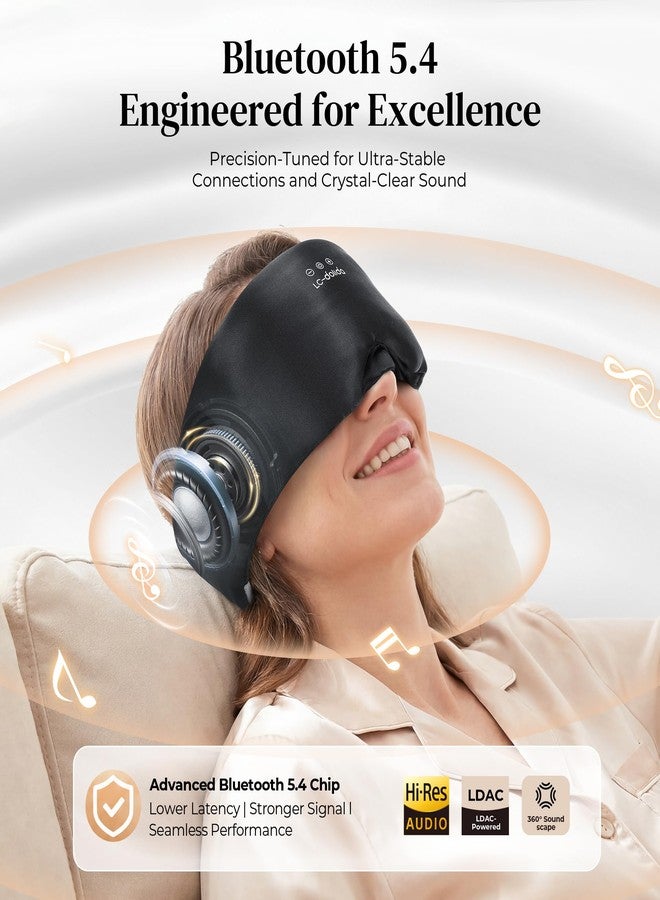 LC-dolida 3D Silk Bluetooth Sleep Mask, Mulberry Silk Sleep Mask with Bluetooth Headphones, Bluetooth Eye Sleep Mask for Side Sleepers, Total Blackout Bluetooth Eye Mask for Women Men, Black - Image 4