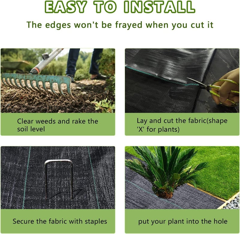 LGJIAOJIAO 3ftx50ft Weed Barrier Landscape Fabric Heavy Dutyï¼ŒWeed Block Gardening Ground Cover Mat, Weed Control Garden Cloth ï¼ŒWoven Geotextile Fabric for Underlaymentï¼ŒCommercial Driveway Fabric - Image 3
