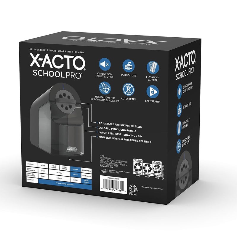 X-Acto مبراة أقلام كهربائية X-ACTO 1670 للمدارس، أسود/رمادي - Image 3