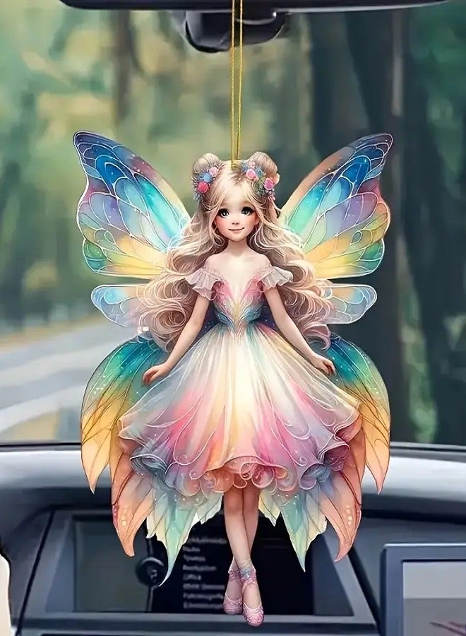 Generic Cute Girl Car Mirror Hanging Ornament and Keychain - Waterproof 2D Acrylic Decoration to Add a Unique Touch to Your Car and Keys  - Image 1