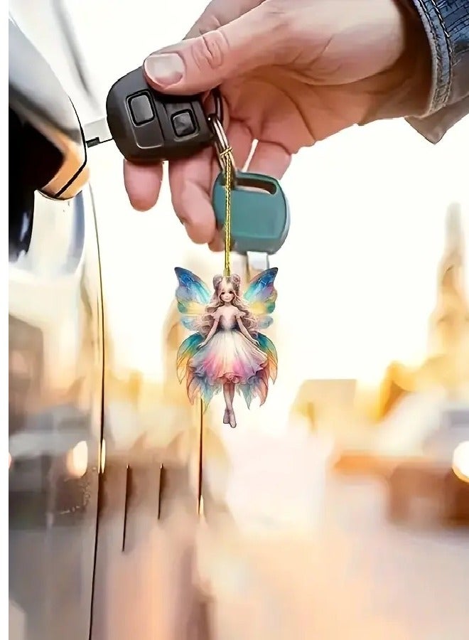 Generic Cute Girl Car Mirror Hanging Ornament and Keychain - Waterproof 2D Acrylic Decoration to Add a Unique Touch to Your Car and Keys  - Image 4