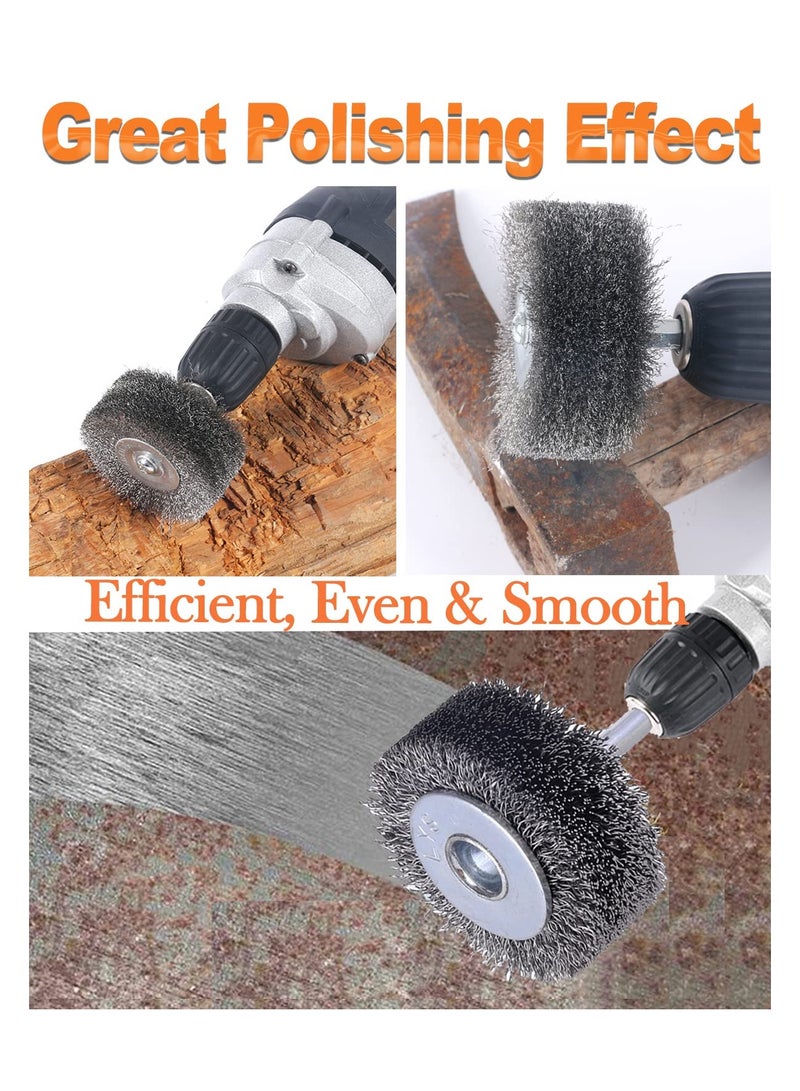 Excefore 2 Pack Wire Wheel Brush for Drill Attachment - Heavy Duty 2 Inch Wire Brushes for Paint and Rust Removal, 0.0118" Carbon Steel Wire, 1/4in Shank, 20000RPM  - Image 4