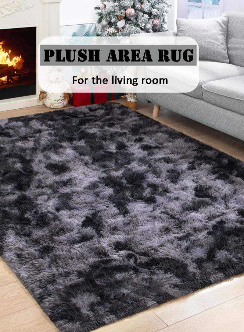 EzzySo سجادة منطقة بتصميم تداخل الألوان الرمادي الداكن، 120x160 سم سجادة شاجي فائقة النعومة لغرفة المعيشة، سجادة فuzzy حديثة لغرفة النوم أو غرفة النوم الجامعية، سجادة مريحة غير قابلة للانزلاق. - Image 2