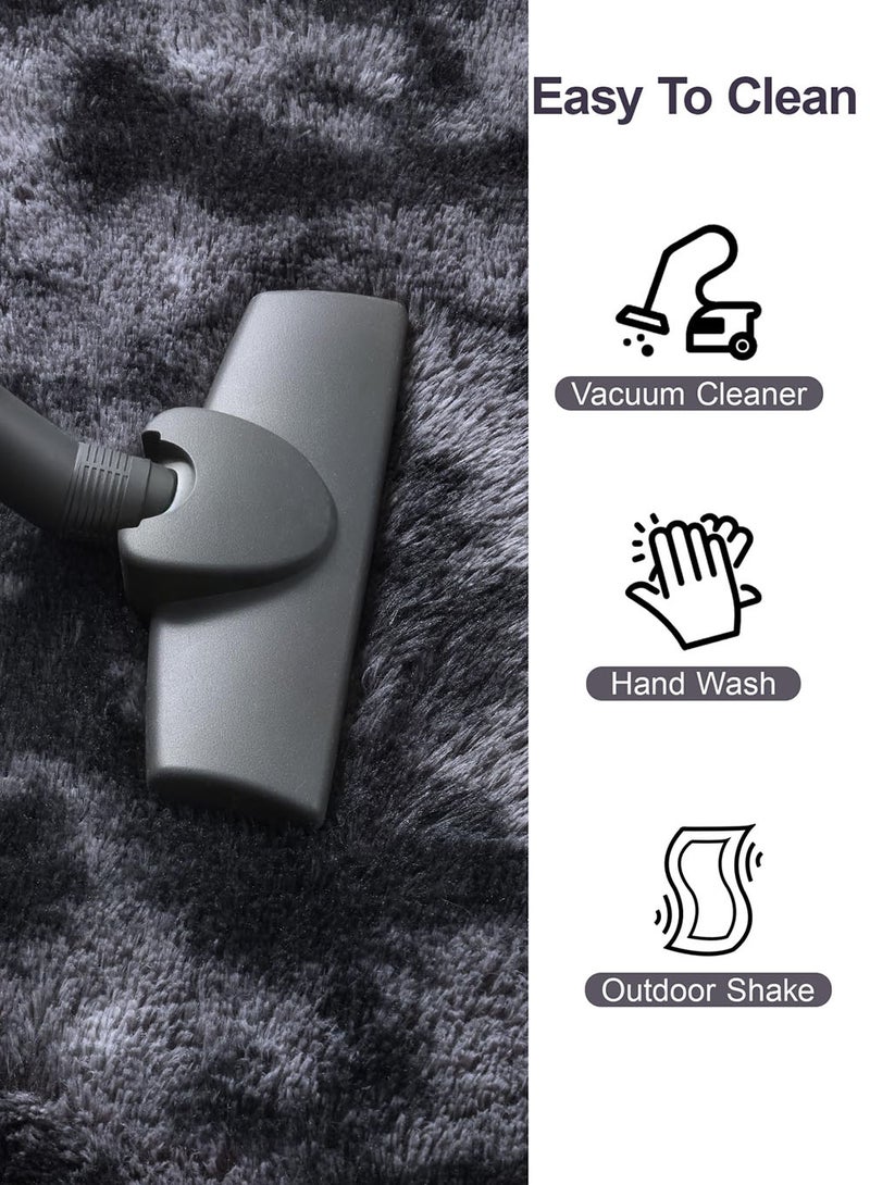 EzzySo سجادة منطقة بتصميم تداخل الألوان الرمادي الداكن، 120x160 سم سجادة شاجي فائقة النعومة لغرفة المعيشة، سجادة فuzzy حديثة لغرفة النوم أو غرفة النوم الجامعية، سجادة مريحة غير قابلة للانزلاق. - Image 5