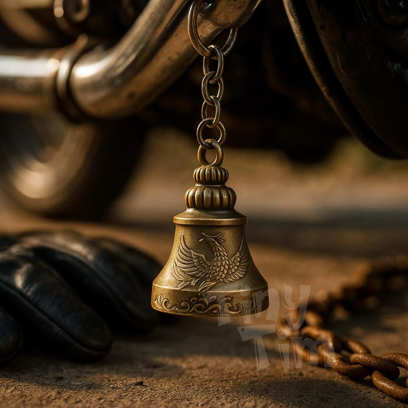 Tiny Tim Store Guardian Bell with Evil Eye Charm – Protective Motorcycle & Car Accessory – Tibetan-Inspired Design – Wards Off Negative Energy – Ideal Gift for Bikers & Travelers - Image 4