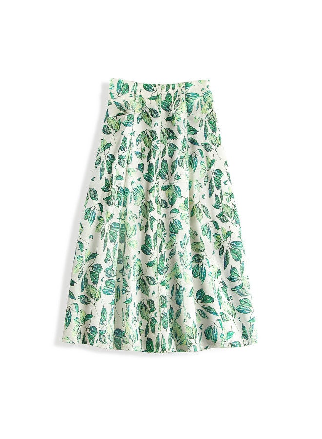 Cypress House High Waist Contrast Color Skirt】2025 New Summer Women's Fashion Floral Midi A-line Skirt With Plus Sizes - Image 3