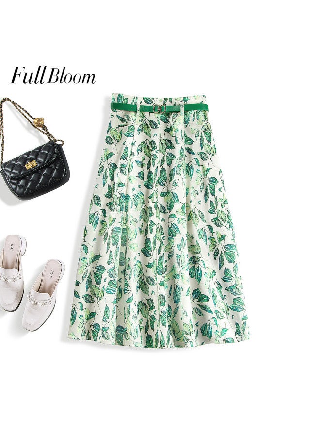 Cypress House High Waist Contrast Color Skirt】2025 New Summer Women's Fashion Floral Midi A-line Skirt With Plus Sizes - Image 4