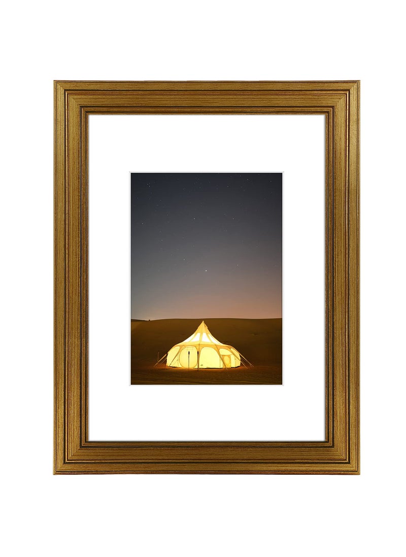 Golden State Art Golden State Art 9X12 Photo Frame with White Mat for 6X8 Pictures  Real Glass 125Inch Wide Dark Gold 