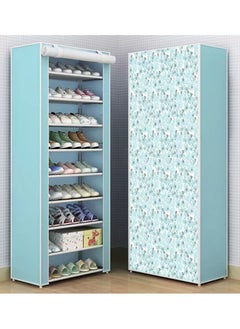 Swift 9 Tiers Shoes Rack with Dustproof Cover Adjustable Tall Shoe Storage Hold 24 Pairs of Shoes Cabinet Closet Shoe Organizer Shelf Doorway Corridor 30x60x155cm 
