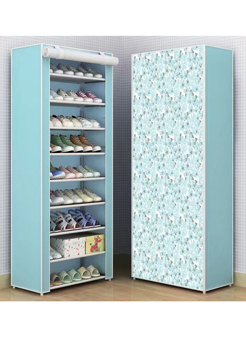 Swift 9 Tiers Shoes Rack with Dustproof Cover Adjustable Tall Shoe Storage Hold 24 Pairs of Shoes Cabinet Closet Shoe Organizer Shelf Doorway Corridor 30x60x155cm 