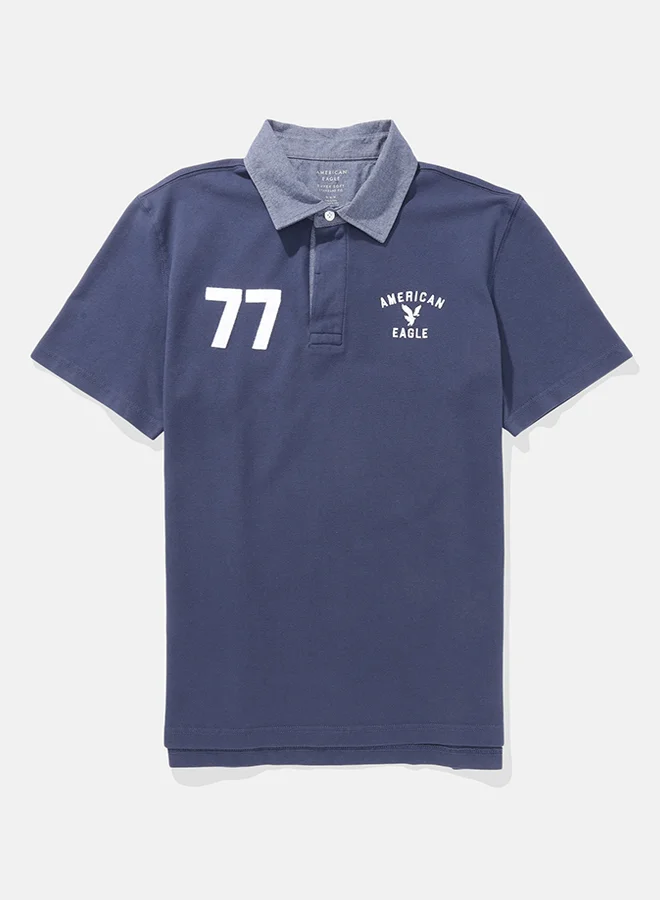 American Eagle Embroidered Logo Half Sleeve Polo Shirt