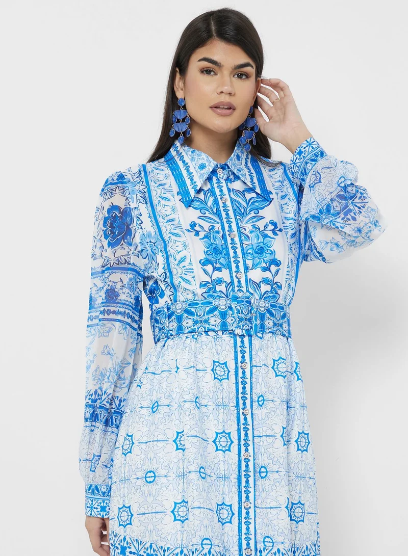 ELLA Floral Print Midi Dress