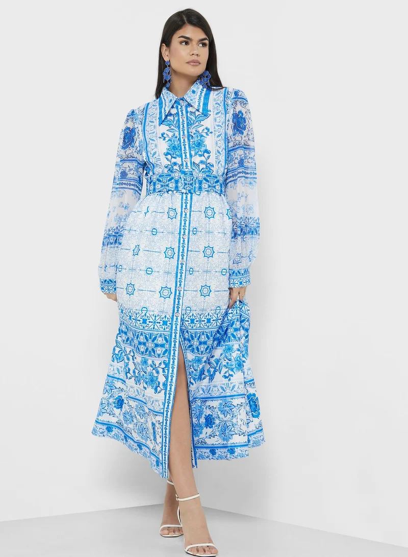 ELLA Floral Print Midi Dress