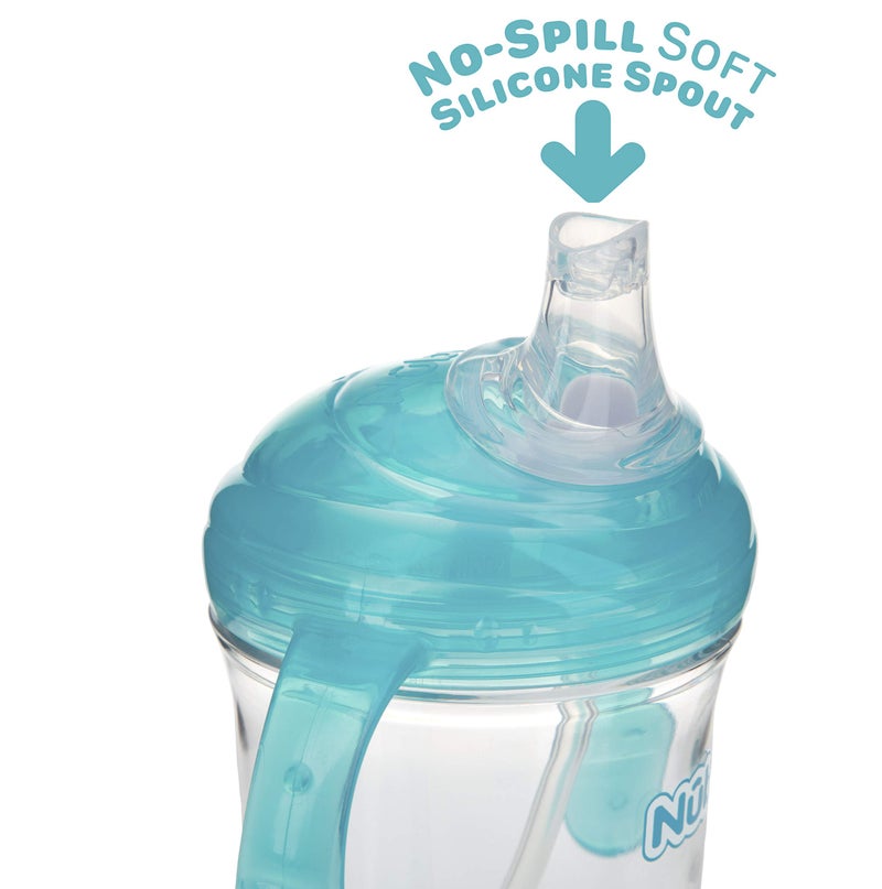 Nuby No Spill 360 Weighted Straw Grip N' Sip Tritan Cup with Hygienic Cover, 8 Oz, Trainer Cup, Teal - Image 4