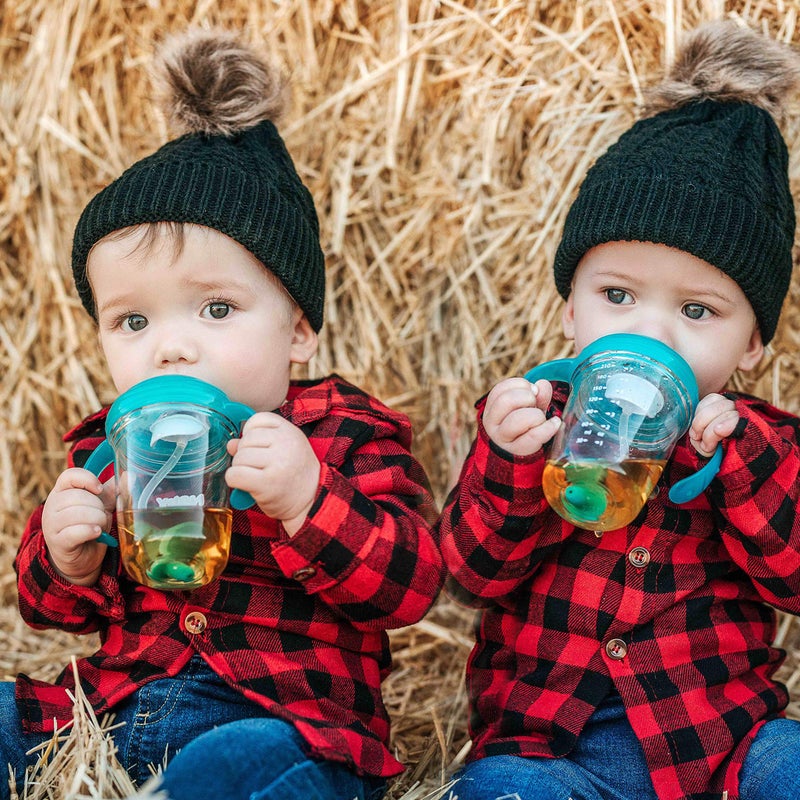 Nuby No Spill 360 Weighted Straw Grip N' Sip Tritan Cup with Hygienic Cover, 8 Oz, Trainer Cup, Teal - Image 3