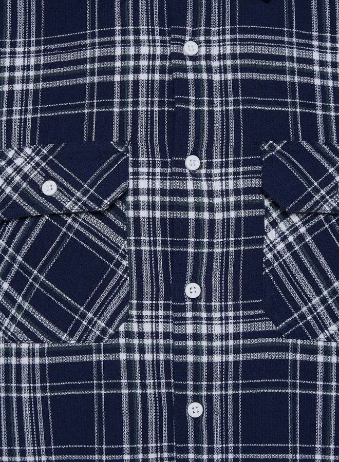 Lee Cooper Lee Cooper Men Regular Fit Collared Checked Long Sleeve Shirt