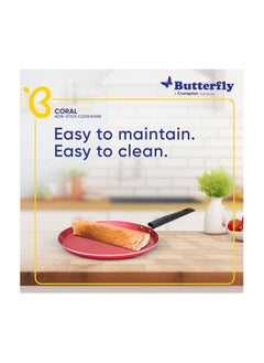 باترفلاي صينية طهو جرانيت غير لاصقة من Butterfly Coral DLX | 250 مم | ألومنيوم ممتاز | قاعدة حثية | خالية من حمض بيرفلورو الأوكتانويك | مقاومة للخدش | للدوسا والروتي والأسماك المقلية والأومليت | أحمر مخملي  - Image 3