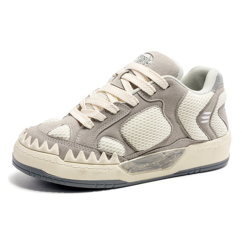 Couple'S Fashion Solid Color Platform Shoes Four Seasons Trendy Low-Top Lace-Up Dinosaur Bread Shoes Korean Style Student Niche Shoes - Image 1