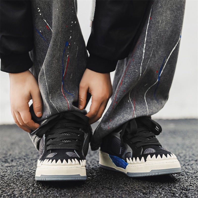 Couple'S Fashion Solid Color Platform Shoes Four Seasons Trendy Low-Top Lace-Up Dinosaur Bread Shoes Korean Style Student Niche Shoes - Image 3