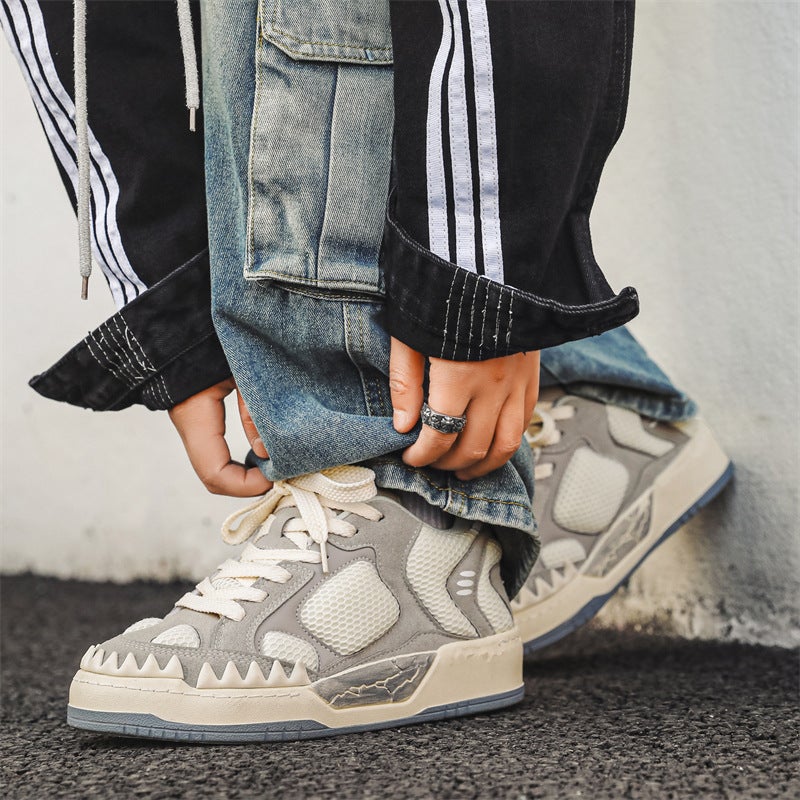 Couple'S Fashion Solid Color Platform Shoes Four Seasons Trendy Low-Top Lace-Up Dinosaur Bread Shoes Korean Style Student Niche Shoes - Image 2