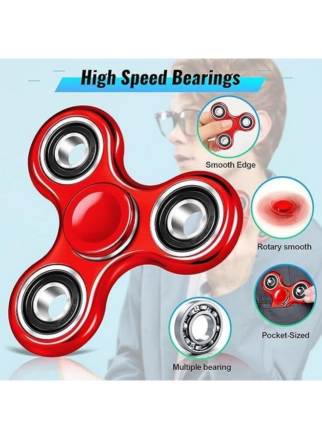 Premsons Premsons® Hand Spinner Desk Toy - High Speed Smooth Finger Spin Sensory Fidget Stress Relief Game Play for Kids & Adults - Birthday Party Gift - Four Bearing - Red  - Image 4