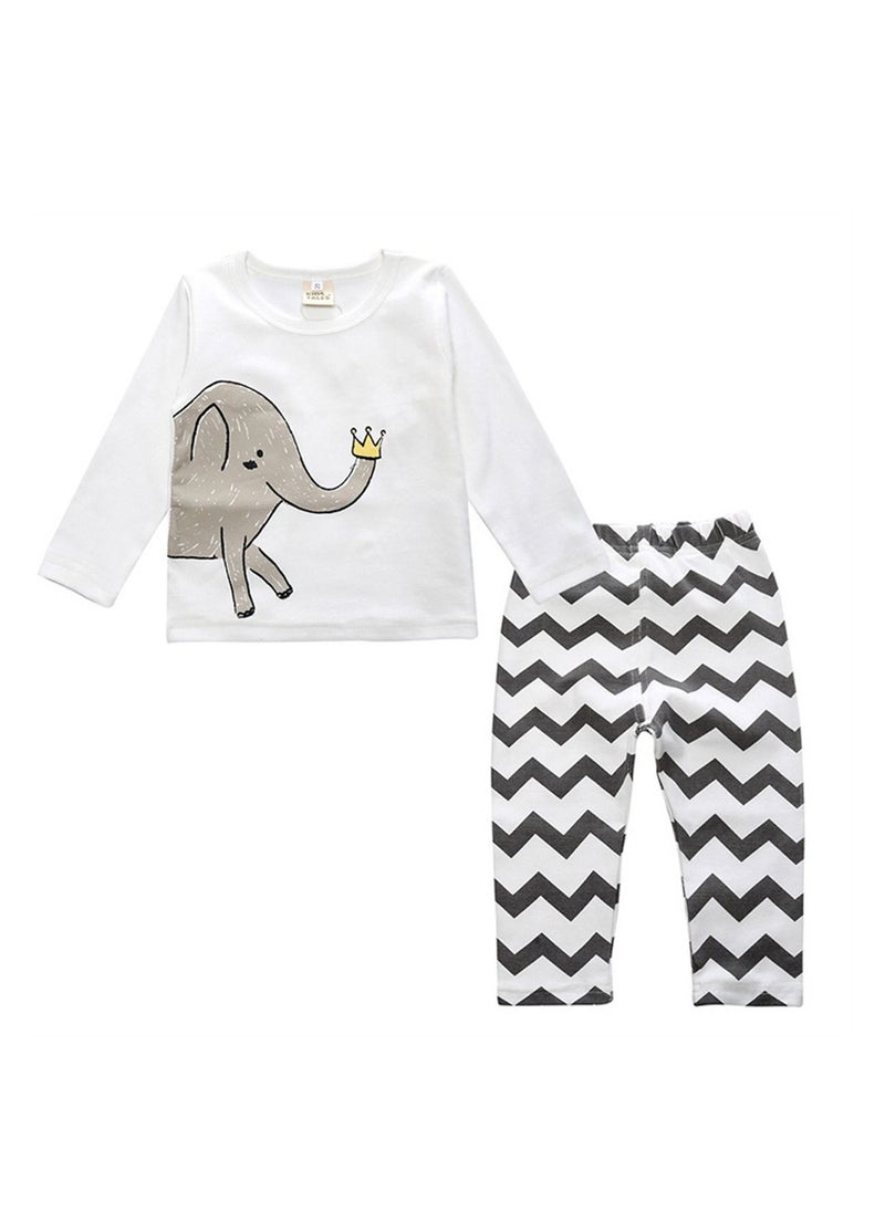 KIDS TALES Children's Pajama Set In Children's Underpants Baby Belly Care Home Wear White/ Black 