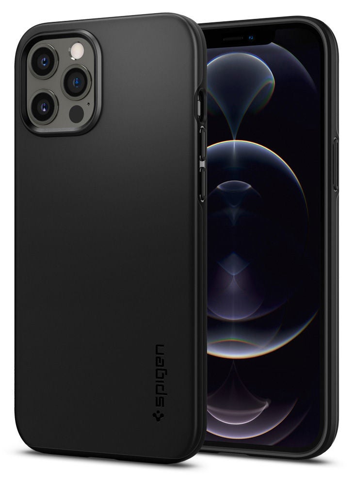 Spigen - Thin Fit Cover for Apple iPhone 12 Pro Max - Black - Image 1