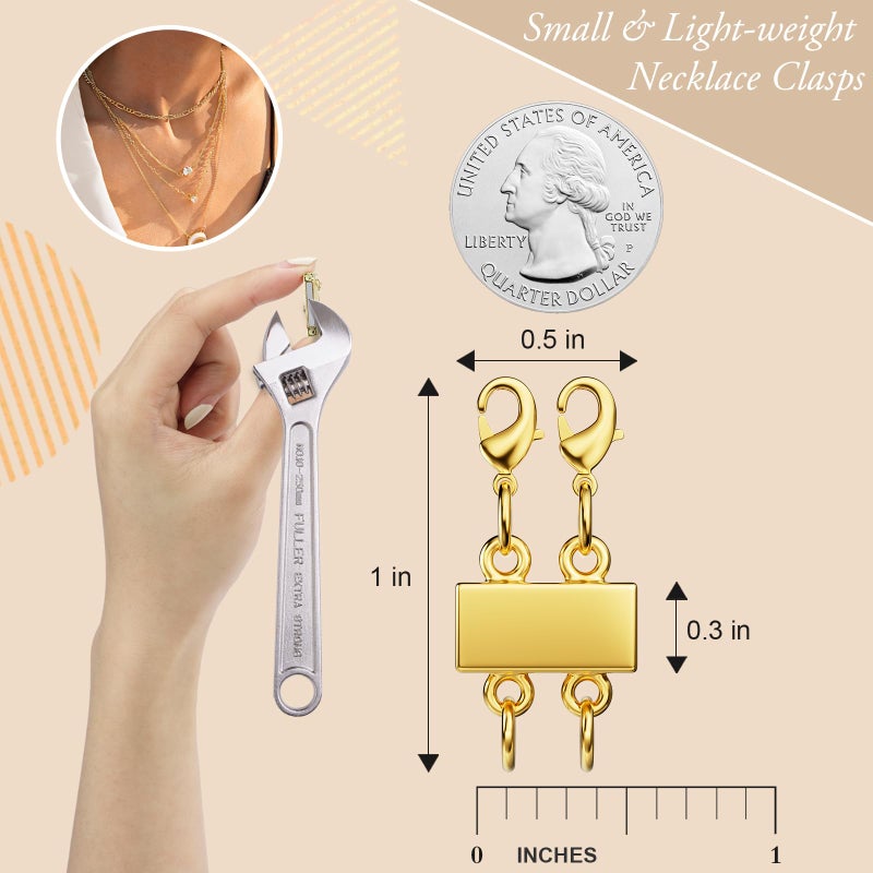 Bonison Necklace Layering Clasp - 18K Gold Separator for Layering, Magnetic Multiple Clasps and Closures for Women Chain Extender (Double Gold A) - Image 2