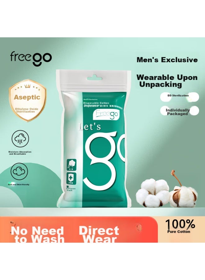 Free Go Freego Pure Cotton Disposable Underwear For Men And Women, 100% Cotton No-wash 5 Individually Packed, Travel Business Trip Vacation Men's Gray 2XL - Image 1