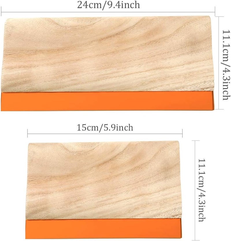 Caydo 2 Pieces 2 Sizes Screen Printing Squeegee, 75 Durometer Wooden Ink Scraper for Screen Printing, 9.4 and 5.9 inch - Image 2