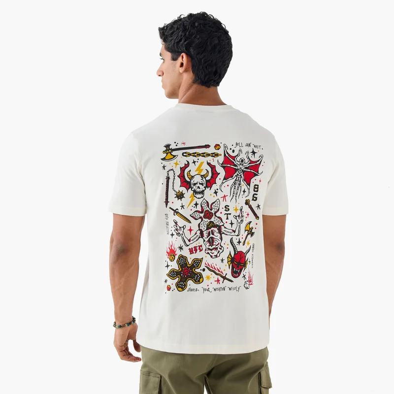 Splash FAV Stranger Things Print Crew Neck T-shirt