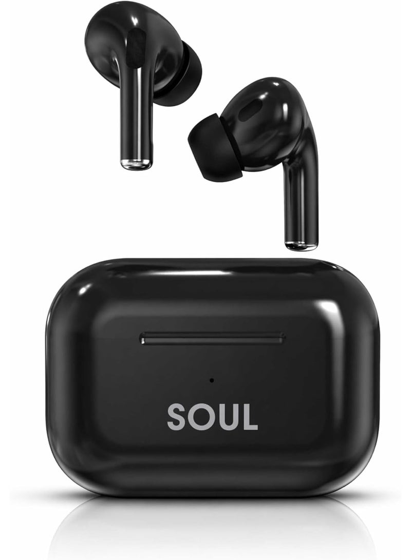 Xcell SOUL18 Air Pro True Wireless Earbuds with Mic, Bluetooth 5.3, Deep Bass Stereo Sound, Touch Control, IPX4 Water Resistant, Auto Pairing, USB-C Charging, In-Ear Earphones, iOS & Android- Black - Image 3