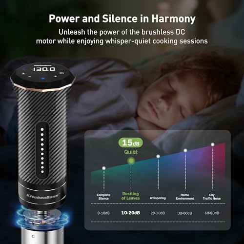 KitchenBoss Wifi Sous Vide Machine: Ultra-quiet Sous Vide Cooker Immersion Circulator APP Control, IPX7 Waterproof Stainless Steel 1100W Professional Sous Vide Precision Cooker, Black (G300PT) - Image 3
