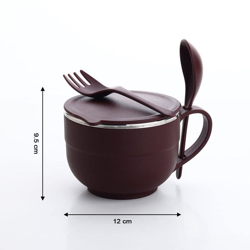 GANESH Stainless Steel Noodle&Soup Bowl with Handle&Spoon,Airtight&Leak Proof Bowl for Pasta,Soup,Rice,Maggie Food Container for Use in Kitchen,School,Office,Travel (Multicolor),500 Milliliter-500 Ml - Image 3