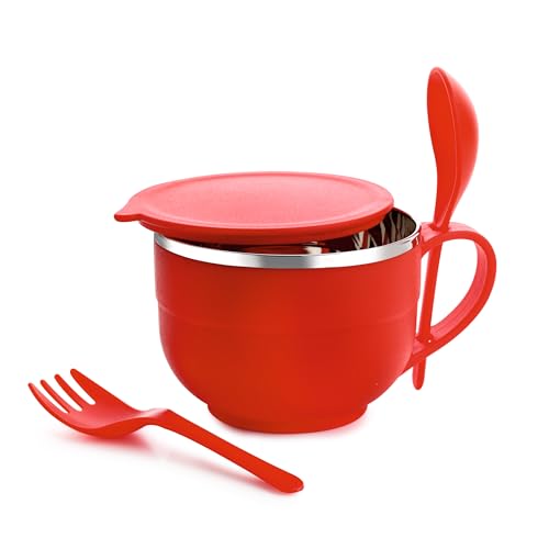 GANESH Stainless Steel Noodle&Soup Bowl with Handle&Spoon,Airtight&Leak Proof Bowl for Pasta,Soup,Rice,Maggie Food Container for Use in Kitchen,School,Office,Travel (Multicolor),500 Milliliter-500 Ml - Image 1
