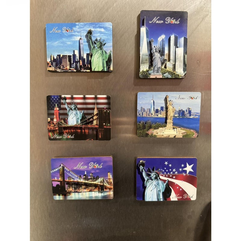 TSY TOOL 6 Pack of New York City 3D Effect Souvenir Fridge Magnets Set, NYC Bridge, Statue of Liberty, U.S.A Flag, etc. Home Decoration Accessories (3.5" x 2.5") - Image 4