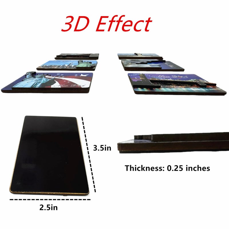 TSY TOOL 6 Pack of New York City 3D Effect Souvenir Fridge Magnets Set, NYC Bridge, Statue of Liberty, U.S.A Flag, etc. Home Decoration Accessories (3.5" x 2.5") - Image 3