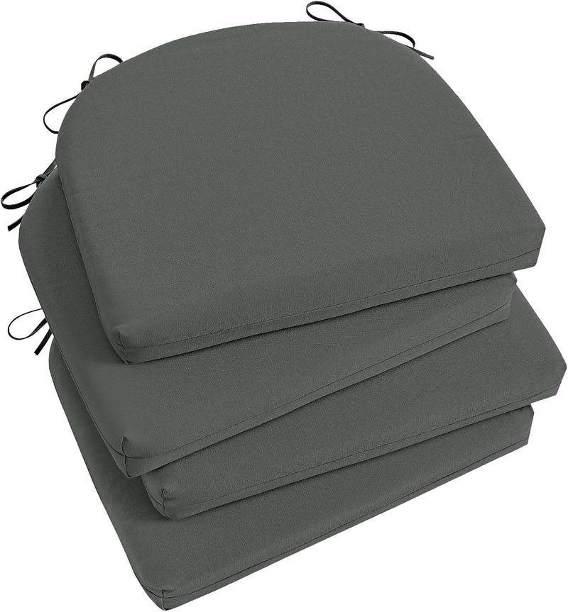Basic Beyond Outdoor Chair Cushions for Patio Furniture, Waterproof Outdoor Cushions, Round Corner Patio Chair Cushions Set of 4 with Ties, 17"x16"x2", Charcoal Grey - Image 1
