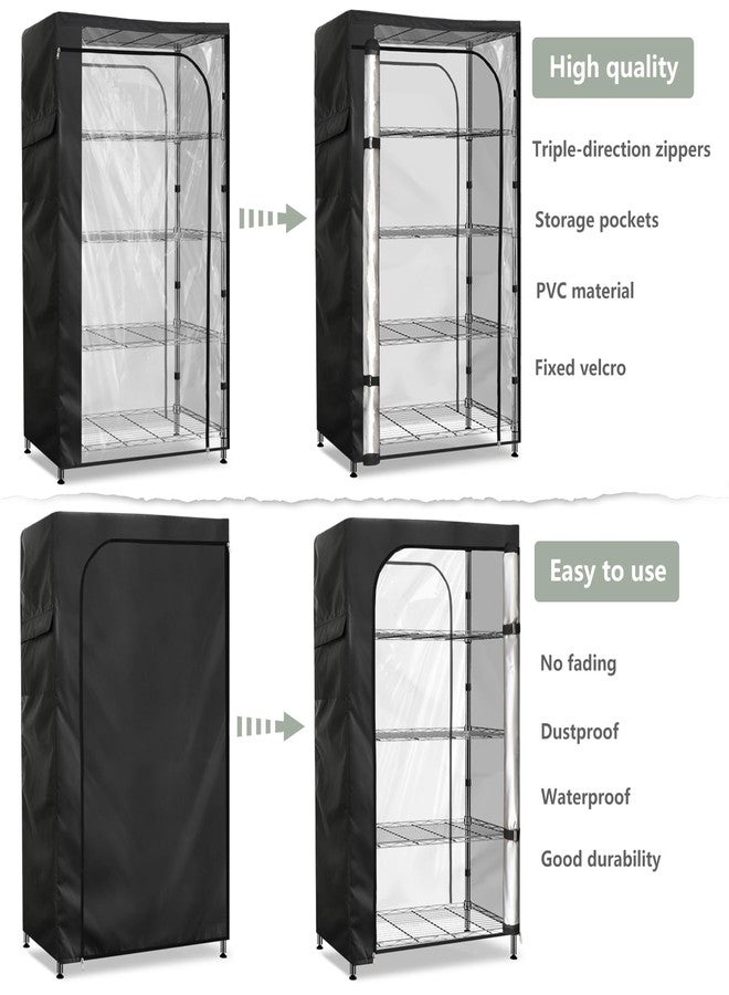 Sobana Waterproof Storage Shelf Cover,60 x 24 x 72 Inch Wire Shelving Rack Cover with Clear Front Panel,Dustproof Shelving Unit Covers,Black - Image 5