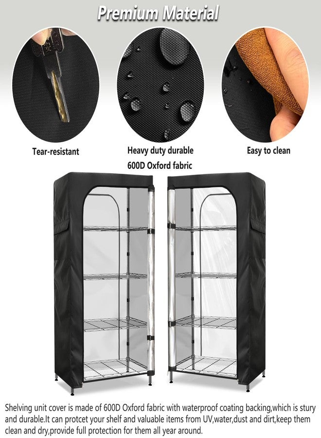Sobana Waterproof Storage Shelf Cover,60 x 24 x 72 Inch Wire Shelving Rack Cover with Clear Front Panel,Dustproof Shelving Unit Covers,Black - Image 4