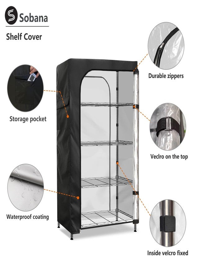 Sobana Waterproof Storage Shelf Cover,60 x 24 x 72 Inch Wire Shelving Rack Cover with Clear Front Panel,Dustproof Shelving Unit Covers,Black - Image 3