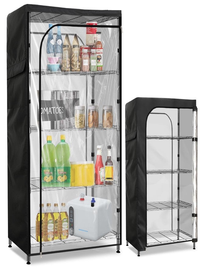 Sobana Waterproof Storage Shelf Cover,60 x 24 x 72 Inch Wire Shelving Rack Cover with Clear Front Panel,Dustproof Shelving Unit Covers,Black - Image 1